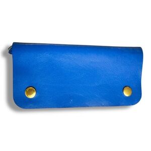 Minor History Like New Royal Blue Large Ledger Wallet Leather & Suede